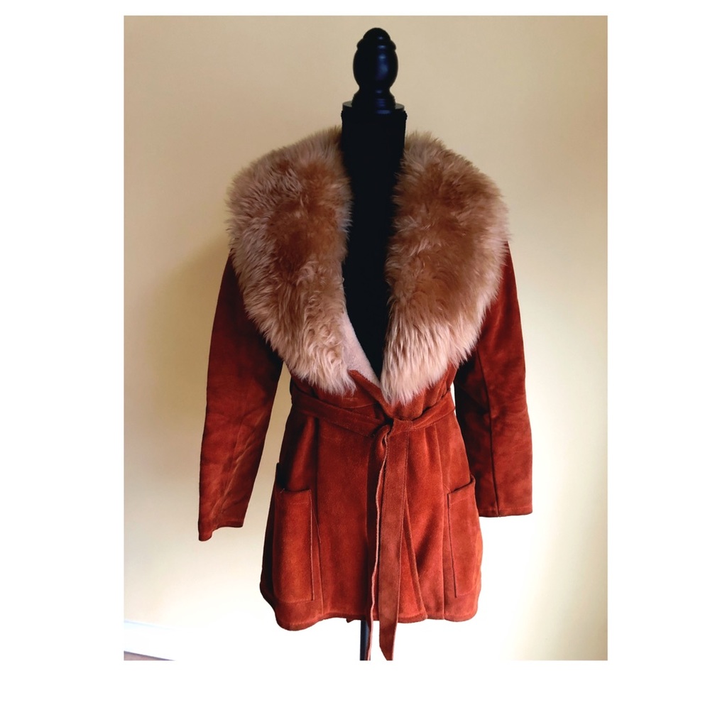 Vintage suede leather jacket with fur